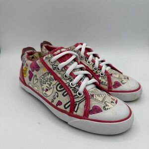 Coach Barrett Poppy Graffiti Print Low Top Sneakers Women's Size‎ 6.5 B